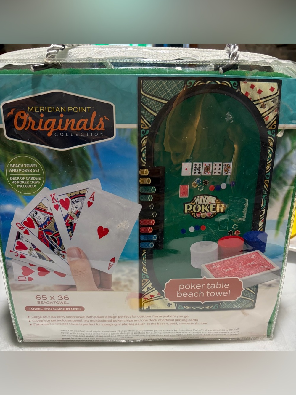 Meridian Point Originals Poker
Terry Beach Towel Set Green
65x36 Chips Cards